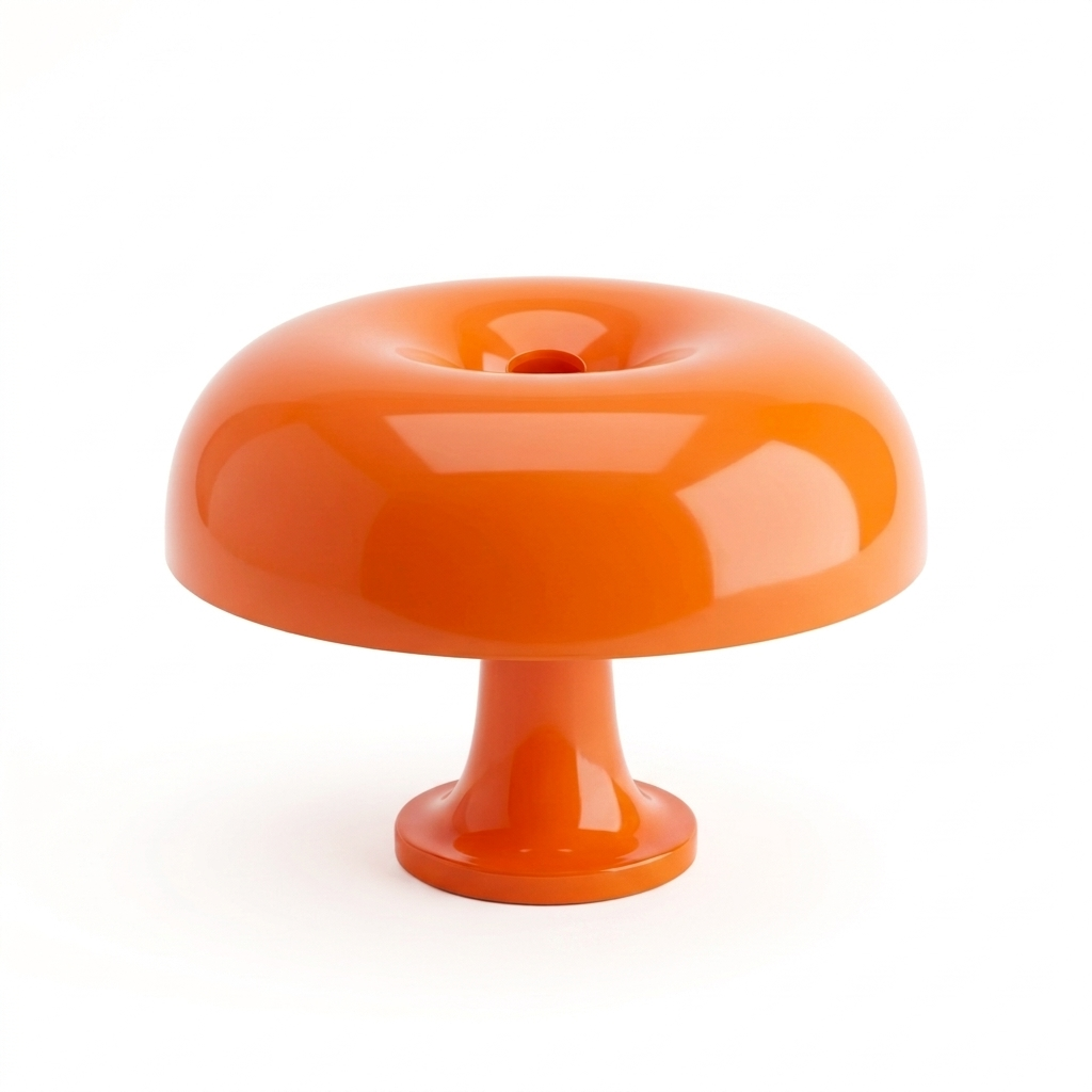 Lampe de chevet Capucine orange en forme de champignon sur fond blanc
